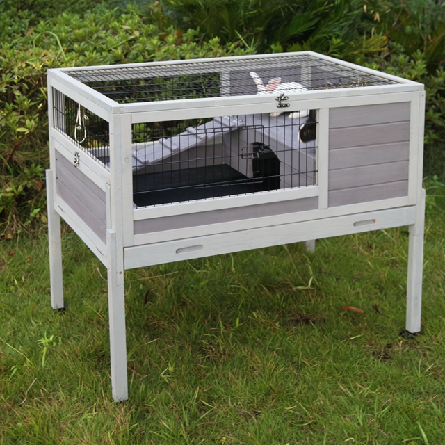 Aivituvin Rabbit Hutch Indoor And Outdoor Bunny Cage On Wheels Guinea ...